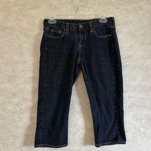 Matchstick Womens Dark Wash Denim Capri Jeans Indigo Cropped Size 27